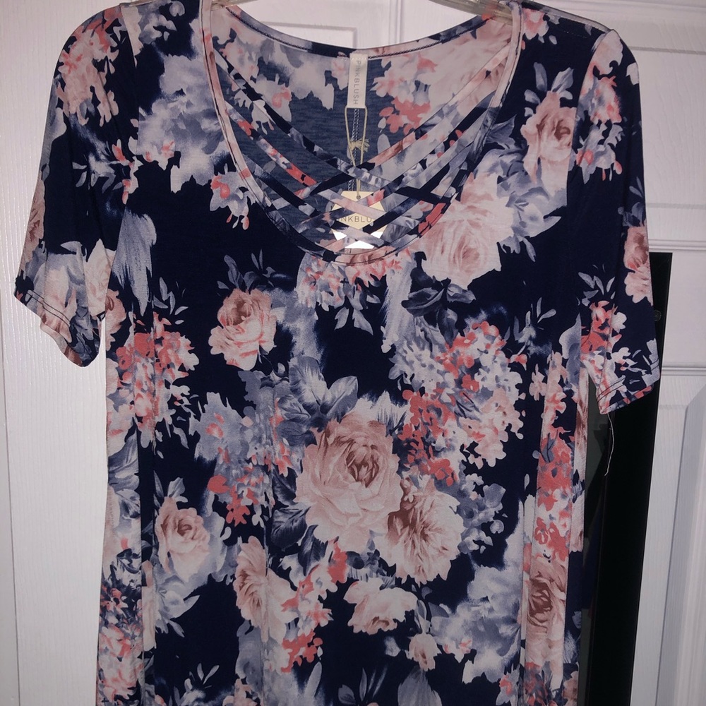 Pink Blush Maternity Floral Top NWT